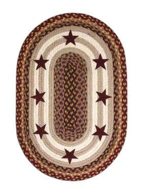 Burgundy Star Braided Oval Rug 20 x 30